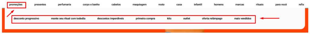 Menu Promoção Natura