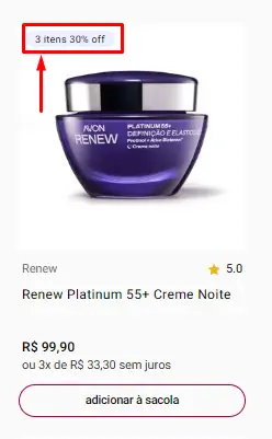 Produto com desconto progressivo Avon